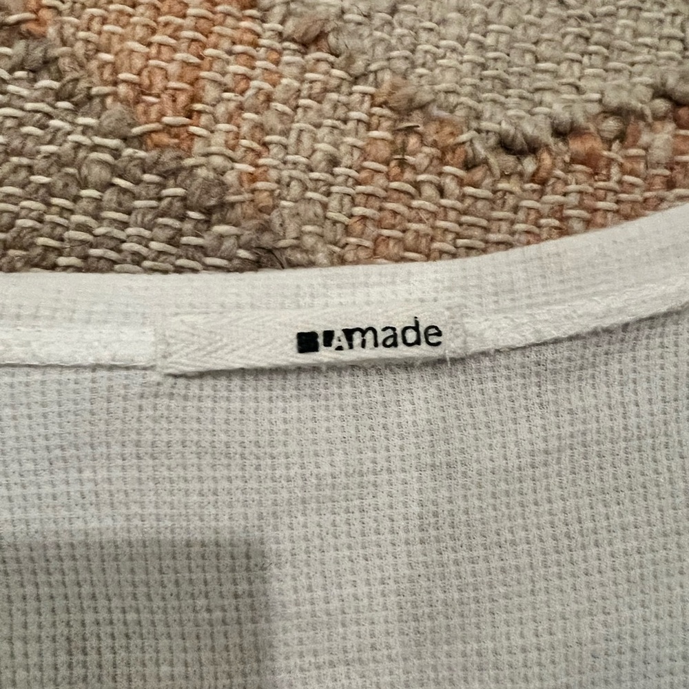 Lamade White Henley Button Down Waffle Shirt - image 3